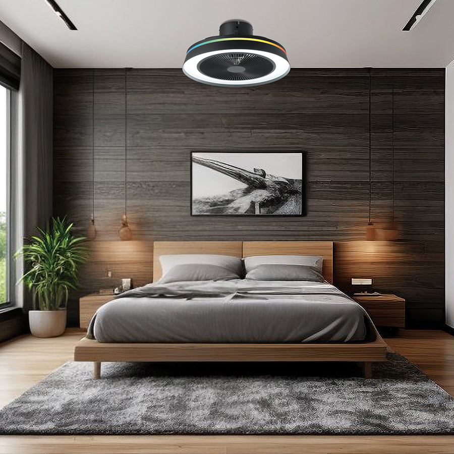 Plafonjera LED sa ventilatorom Houston ML-24 35W Crna