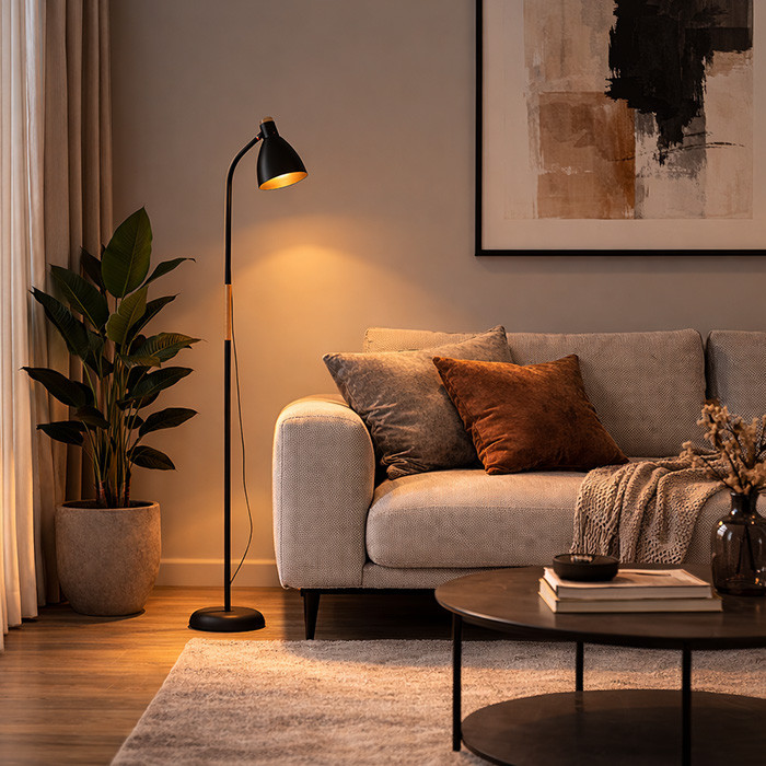 Podna lampa E-light Locke EL-136-1F Crna